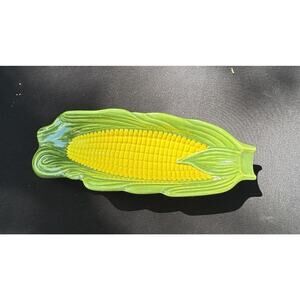 Vintage Glazed Ceramic Corn on the Cob Butter Dish with Lid -A52